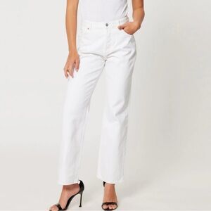 Rolla’s G’day Met High Rise Wide Leg Button Fly White Jeans